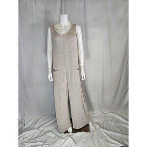 Mittoshop Oatmeal  Round Neck Sleeveless Ribbed Long Overall